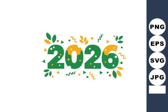 2026 Year Design: Green & Orange Festive Art