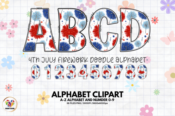 4th of July Firework Doodle Alphabet