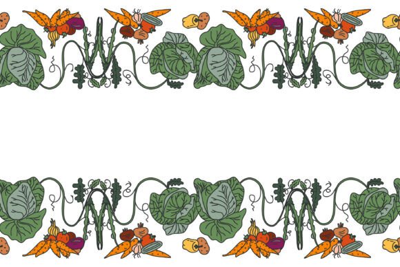 Botanical Vegetables Seamless Border