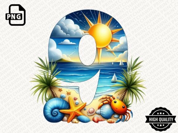 Bringing Summer Vibes to Life with Watercolor Number Clipart