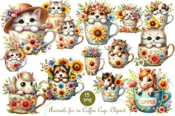 Bringing Whimsy to Design: The Charm of Animals in Coffee Cup Clipart