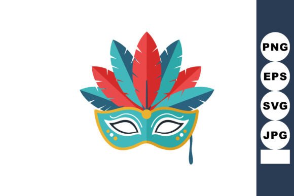 Carnival Mask with Colorful Red and Blue: A Vibrant Design Asset