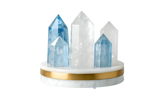 Crystal Points on Marble Stand Isolated