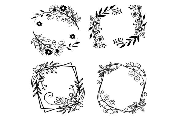 Elegant Black and White Floral Frames Wi
