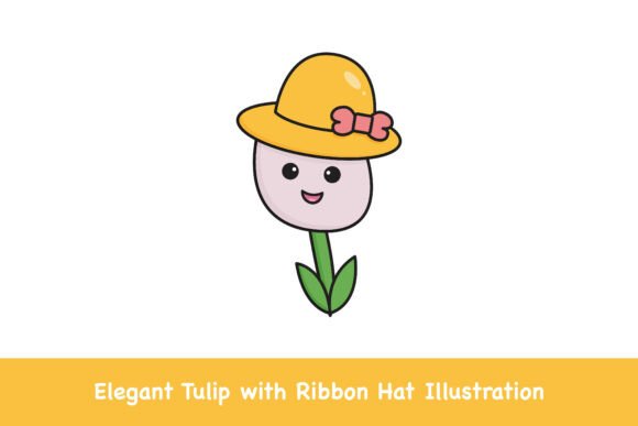 Elegant Tulip with Ribbon Hat Illustration