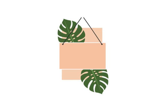 Enhancing Your Designs with Tropical Monstera Leaves and Hanging Blank Signs