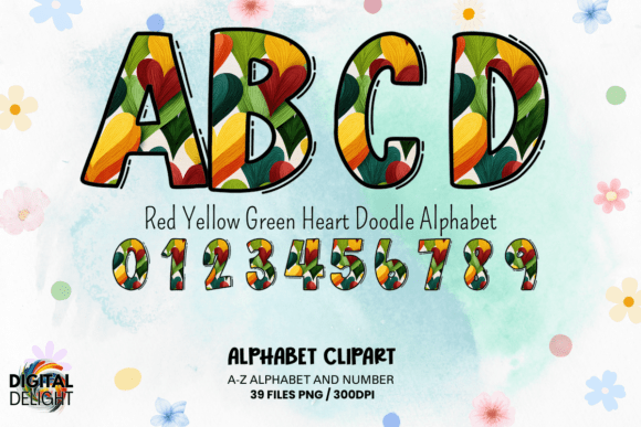 Exploring the Red Yellow Green Heart Doodle Alphabet for Creative Design Projects