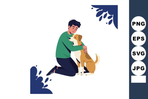 Man Hugging Happy Dog Pet Care and Friend: Capturing the Warmth of Companionship