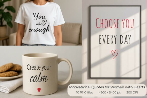 Motivational Quotes for Women: 10 PNG Bundle