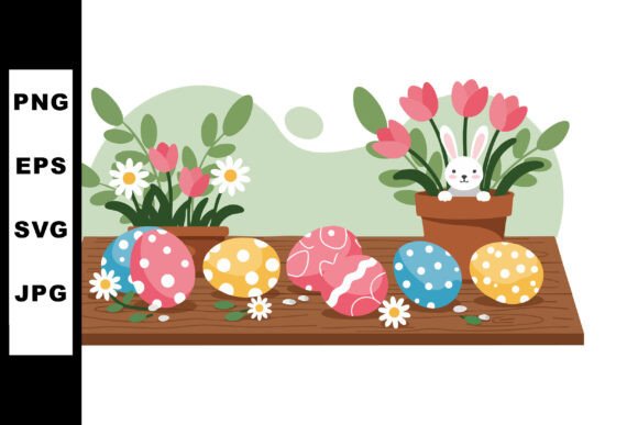 Painted Easter Eggs with Spring Flowers