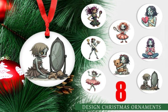 Sarcastic Zombie Girls: 8 Edgy Christmas Ornaments