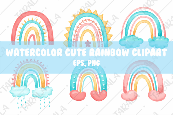 Set of Watercolor Rainbow Clipart EPS: A Versatile Design Resource