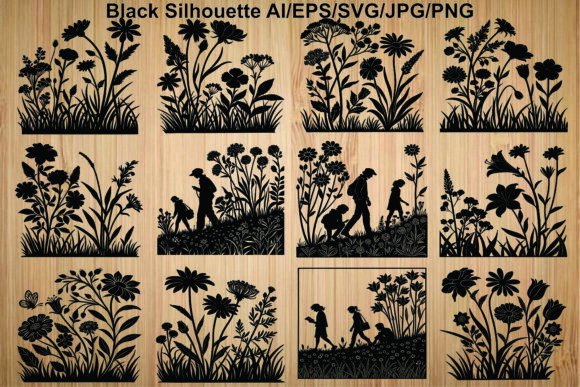 Strategic Visual Storytelling with Silhouettes of Flowers People in Gardens