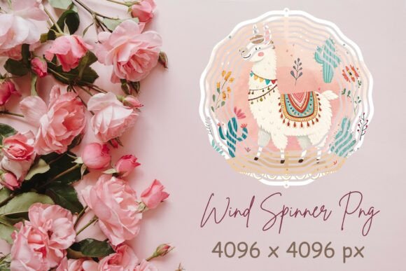 Transform Your Space with a Cute Llama Wind Spinner Png Design