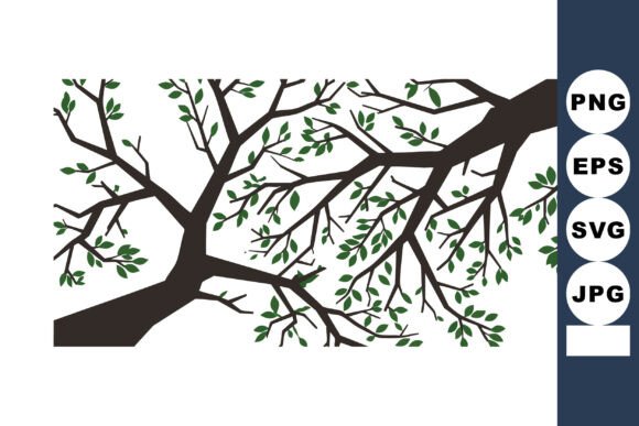 Tree Branch with Green Leaves Silhouette: A Versatile Design Asset for Modern Creators