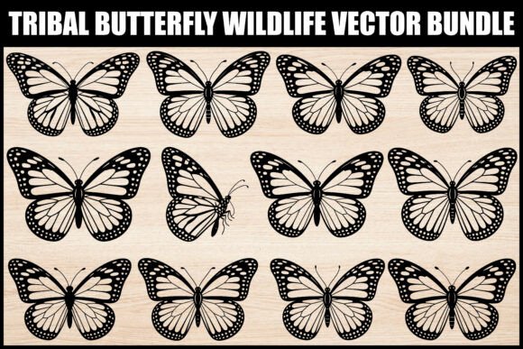 Tribal Butterfly Wildlife Vector Set
