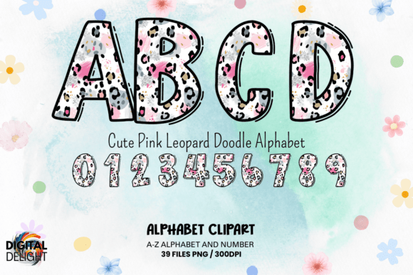 Unleash Your Inner Artist with the Cute Pink Leopard Doodle Alphabet
