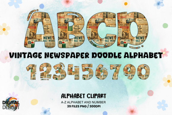 Unleash Your Inner Artist with the Vintage Newspaper Doodle Alphabet