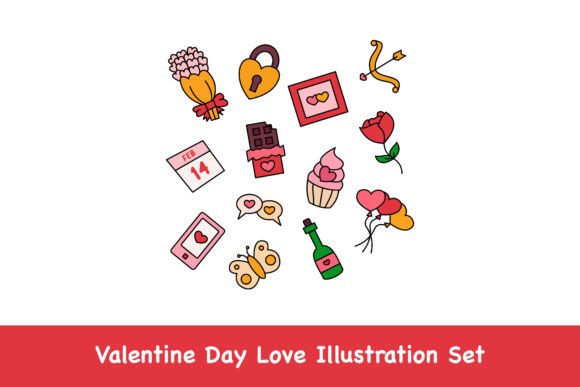 Valentine Day Love Illustration Set: Elevate Your Creative Projects with Timeless Romance