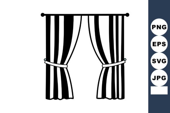 Window Curtains with Tiebacks: Simple Black & White